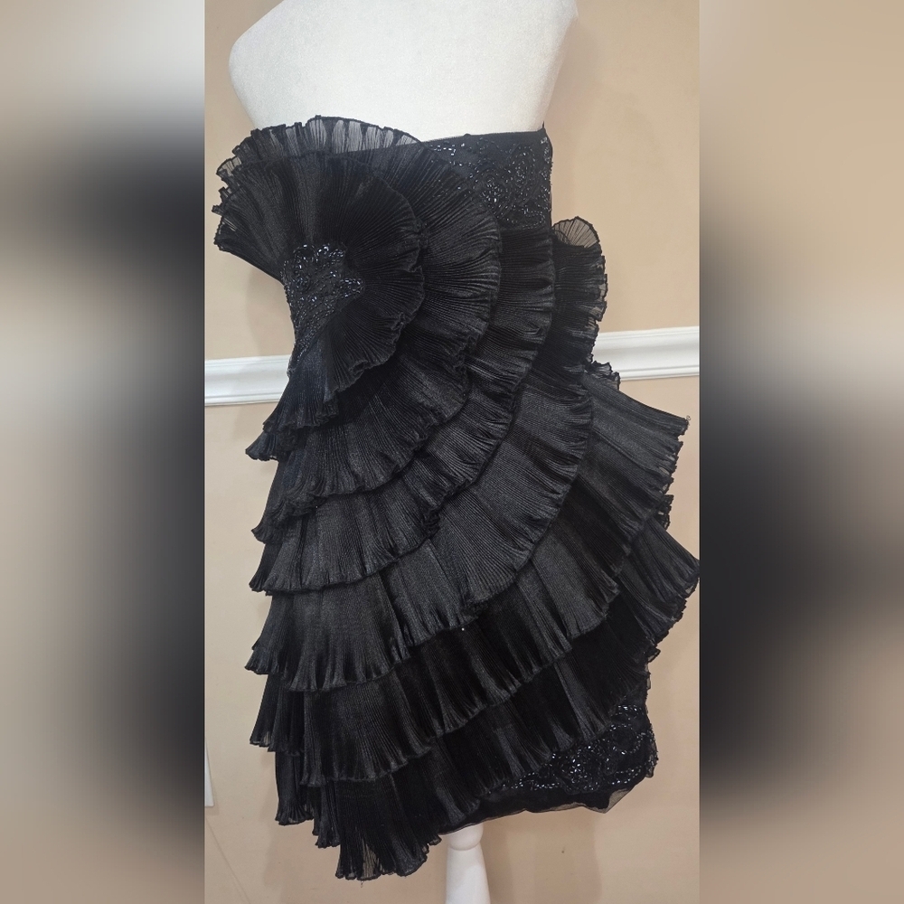 Jovani New York Elegant Strapless Black Ruffle Dress Evening Size 14.SMALL - Picture 9 of 17
